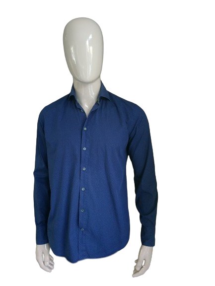 Blue Industry overhemd. Blauwe print. Maat 40 / M. Perfect Fit.