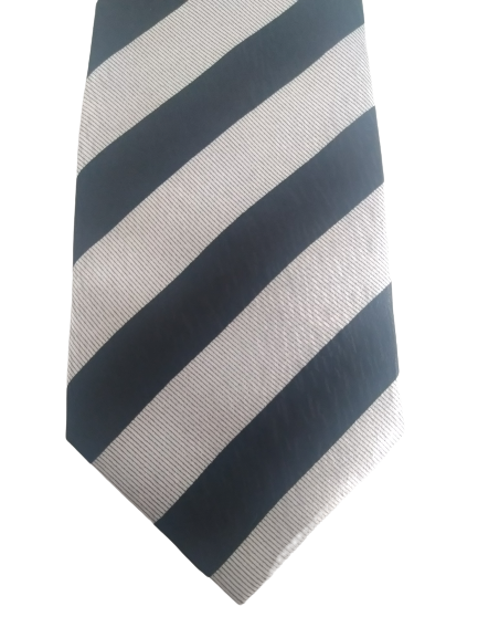 Rodes Silks Hand Made Tie. Black silver striped. Silk