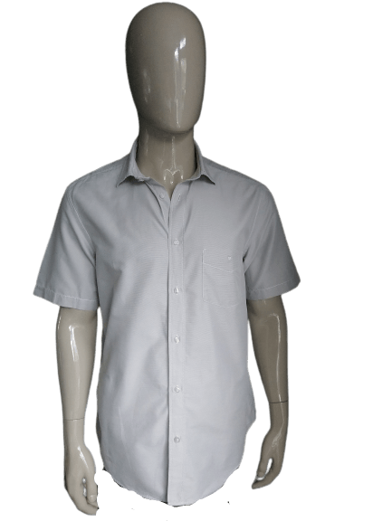 B keus: Serge Blanco overhemd. korte mouw. Grijs. Maat XL. vlekje. - EcoGents