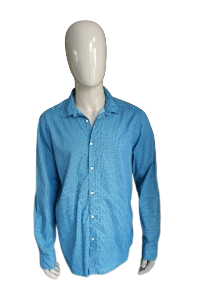 Mexx -Shirt. Grüner Blaudruck. Größe xxl / 2xl. Schlanke Passform.