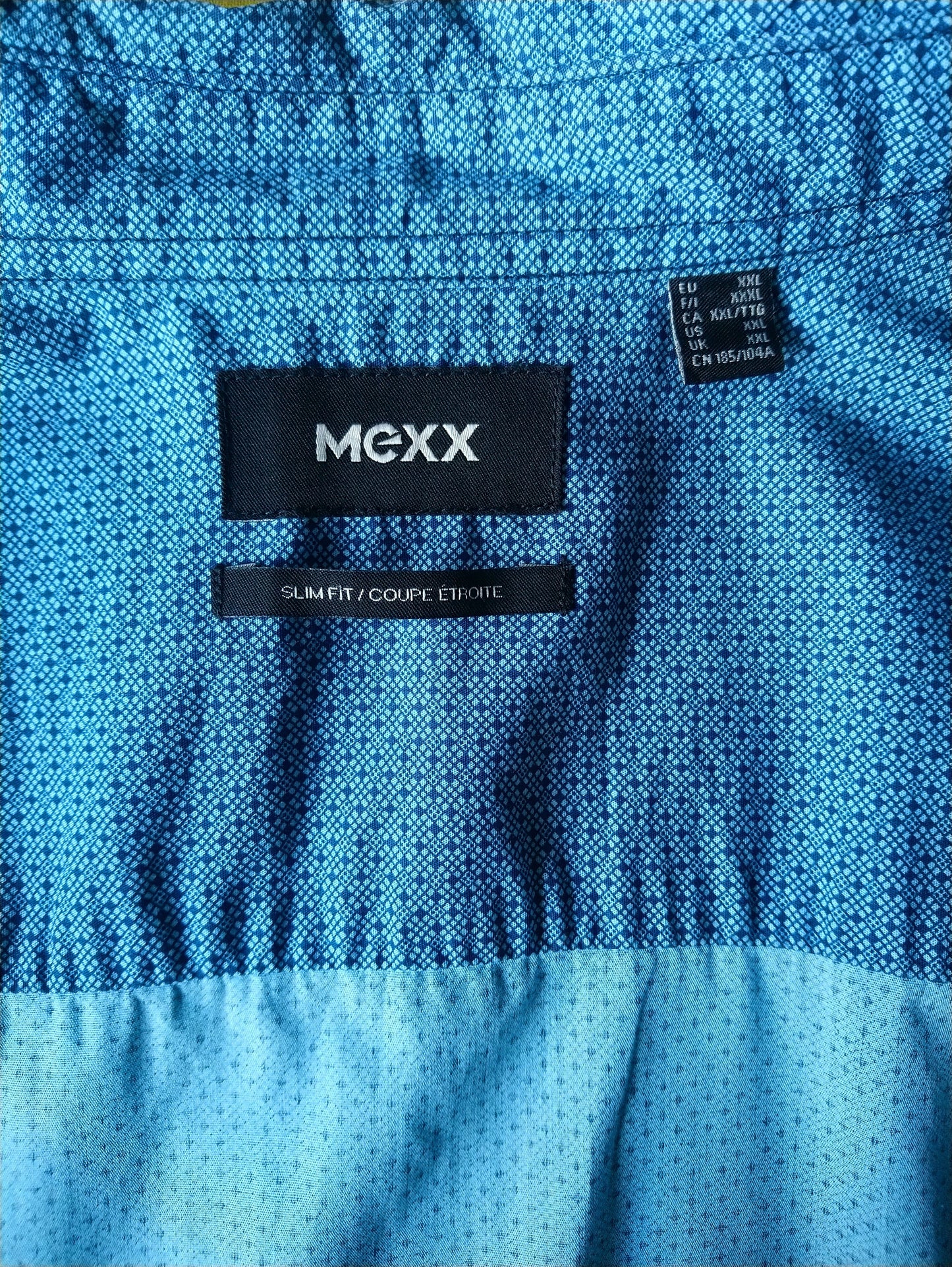 Mexx overhemd. Groen Blauwe print. Maat XXL / 2XL. Slim Fit.