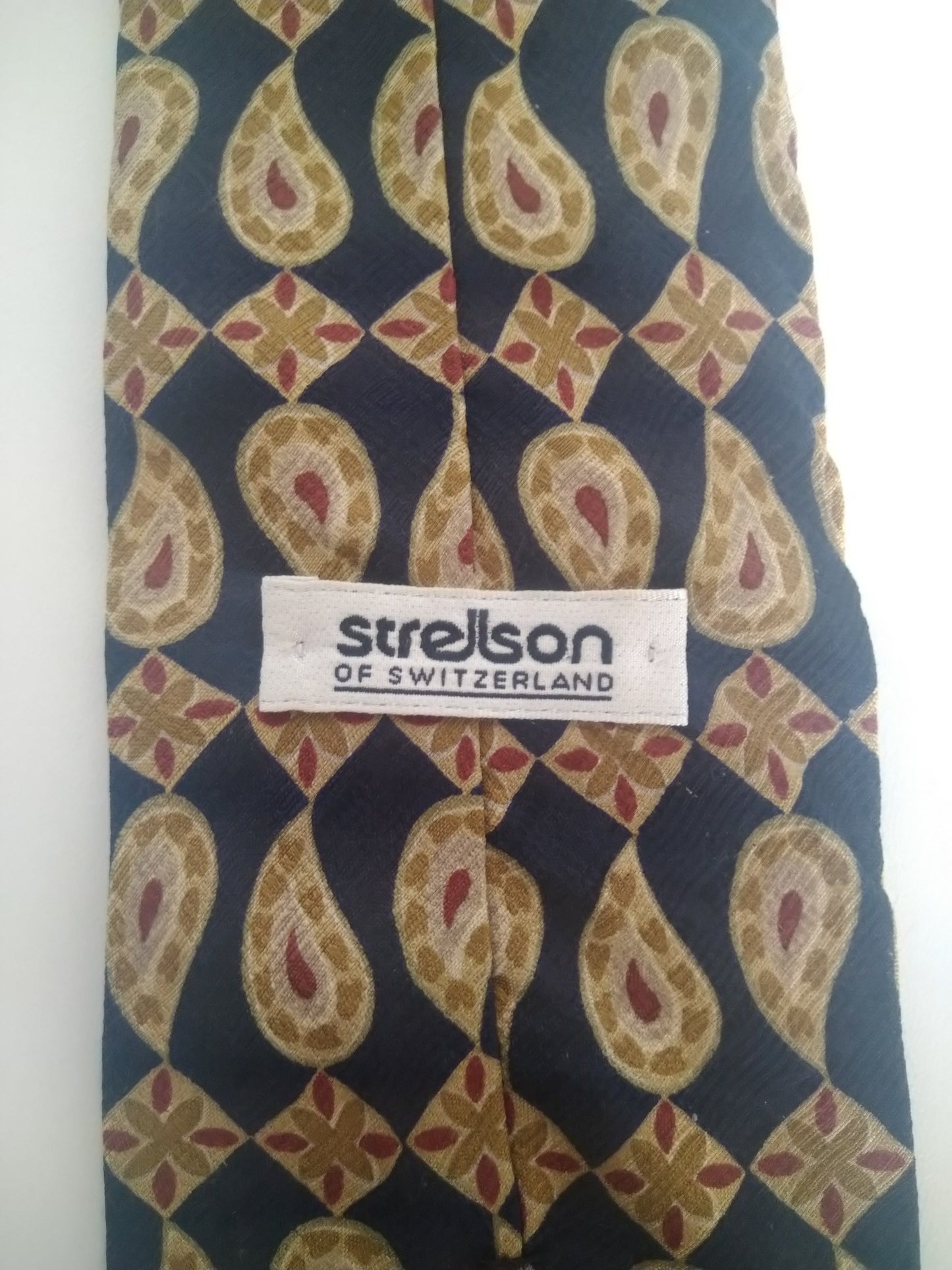 Strellson tie. Blue beige motif. Silk