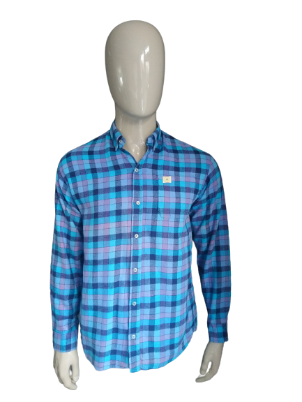 Vintage Kappa Flanellen overhemd. Paars Blauw. Maat S.