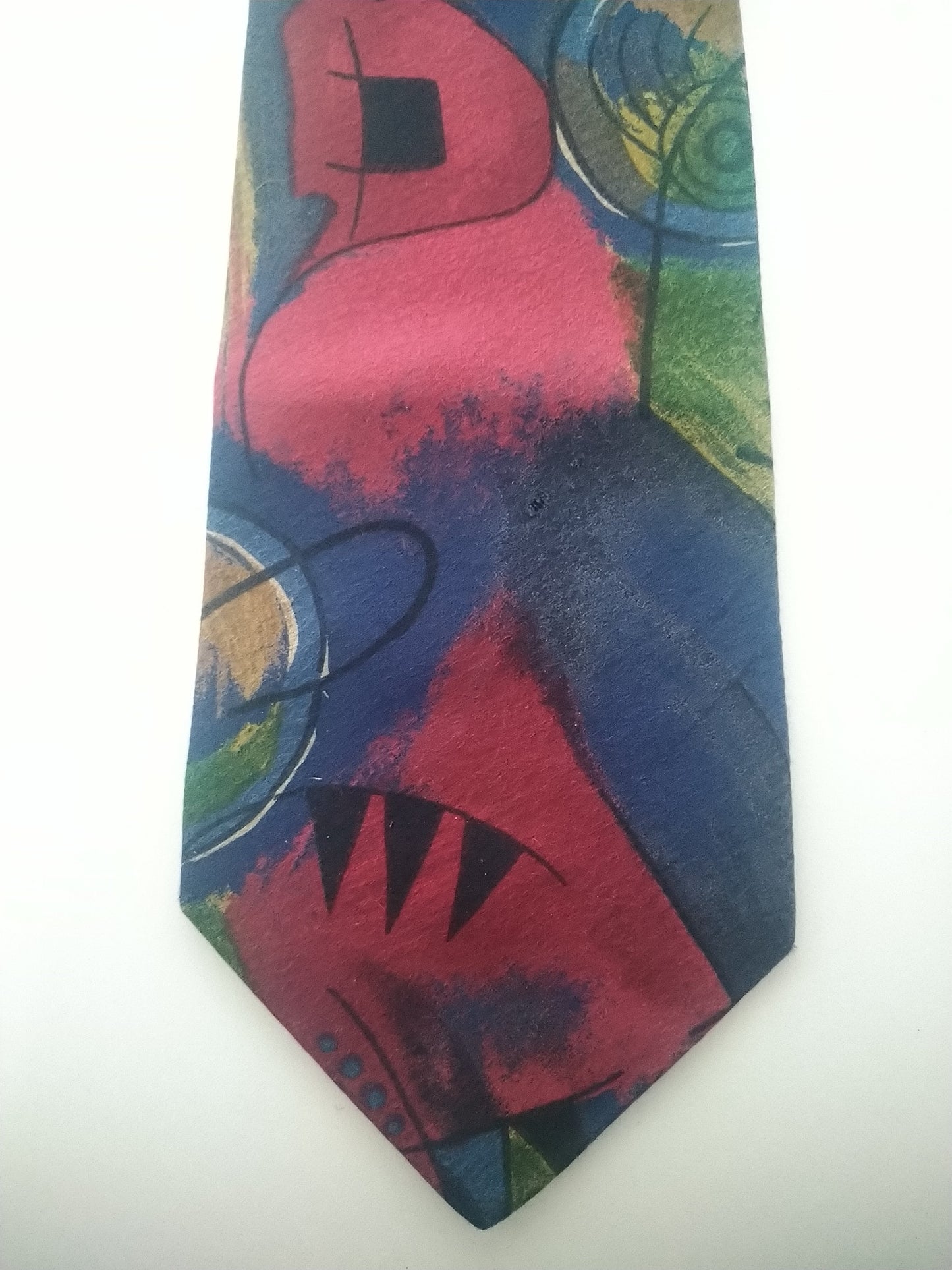 Seidenweber Krawatte. Rotes blaues Motiv. Polyester.