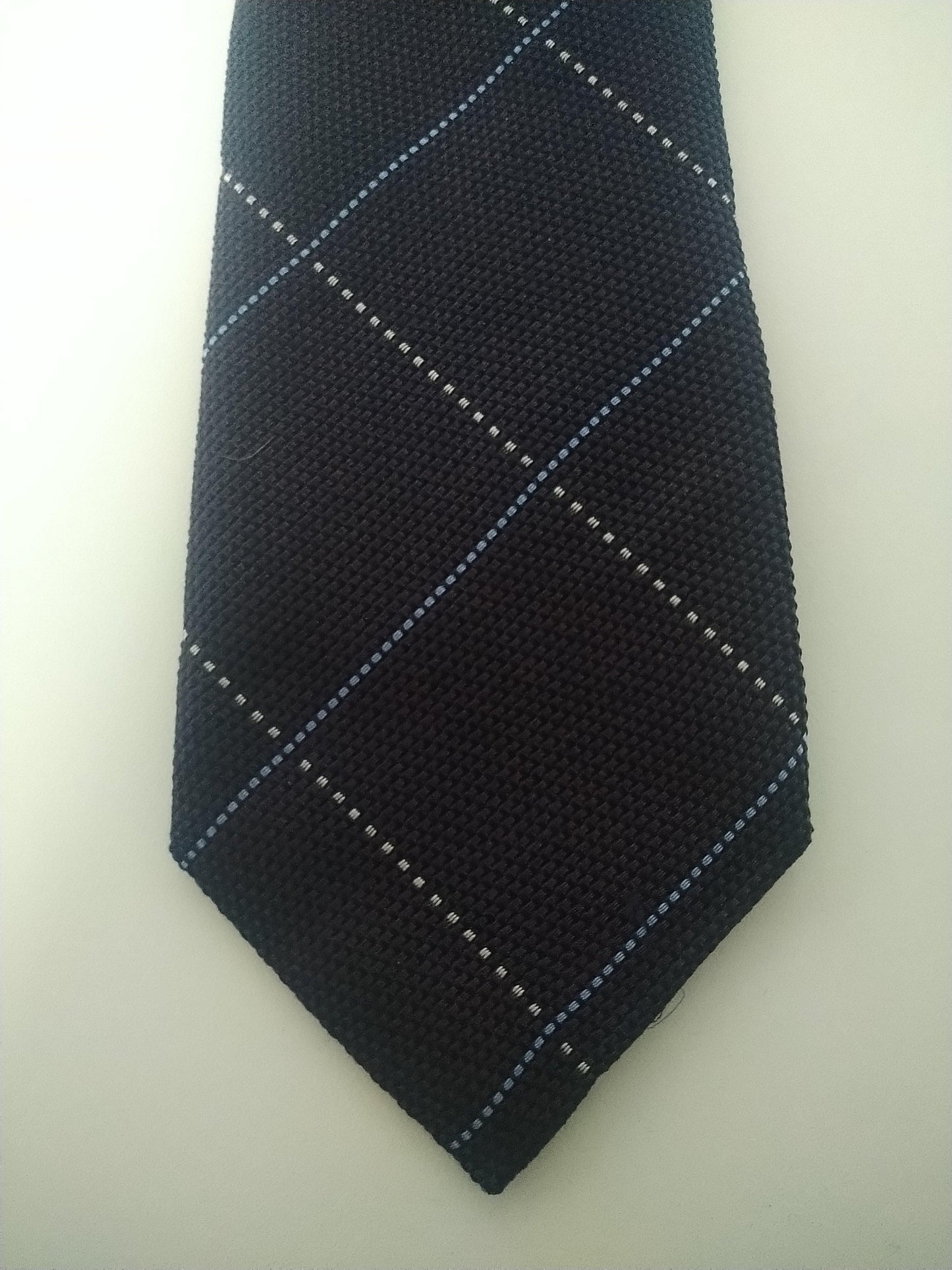 Andrew's Ties / A & D Milano stropdas. Donkerblauw geruit. Zijde - EcoGents