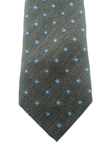 Andrew's Ties / A & D Milano stropdas. Antraciet met blauw witte puntjes. Zijde - EcoGents
