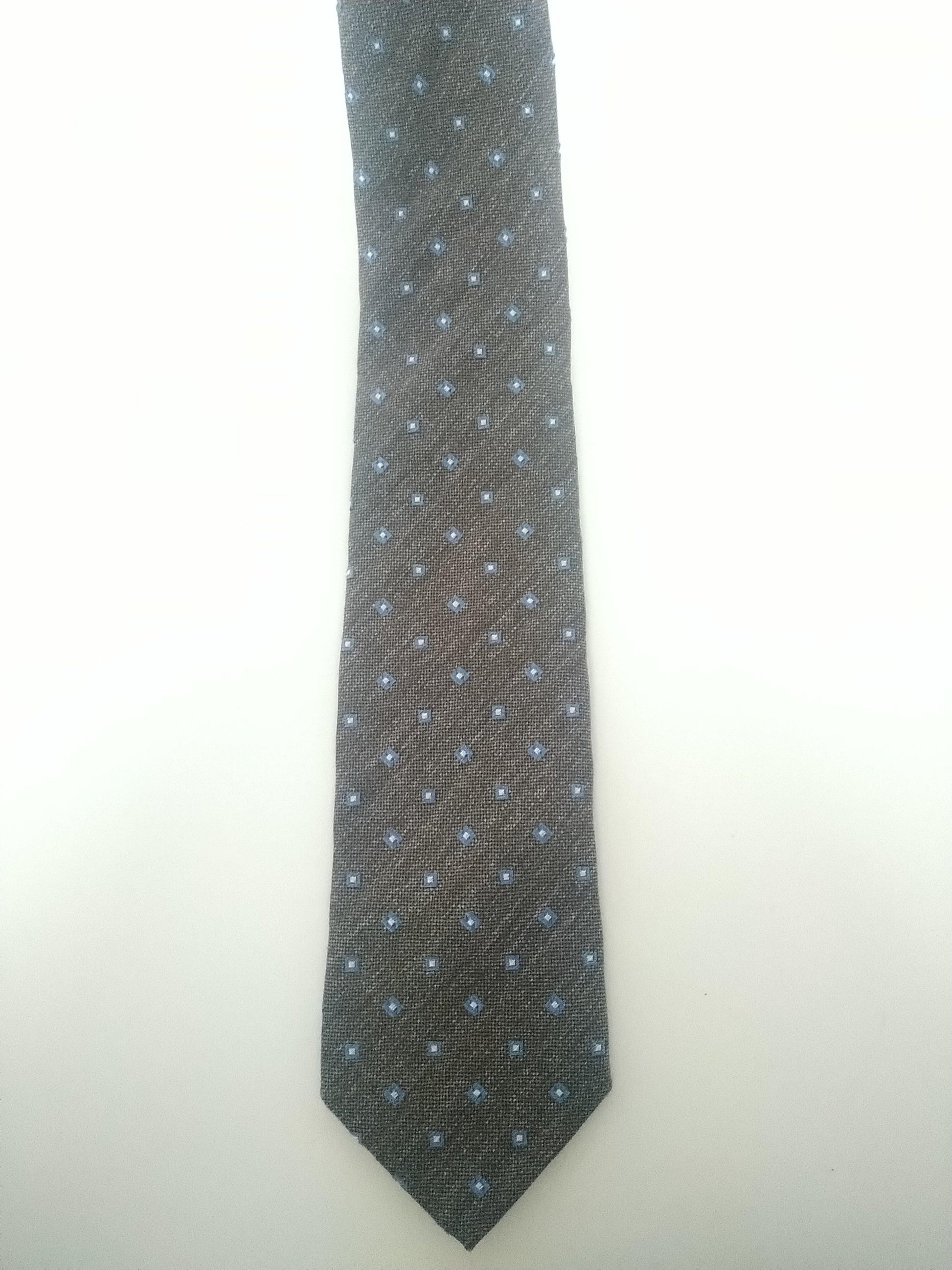 Andrew's Ties / A & D Milano stropdas. Antraciet met blauw witte puntjes. Zijde - EcoGents