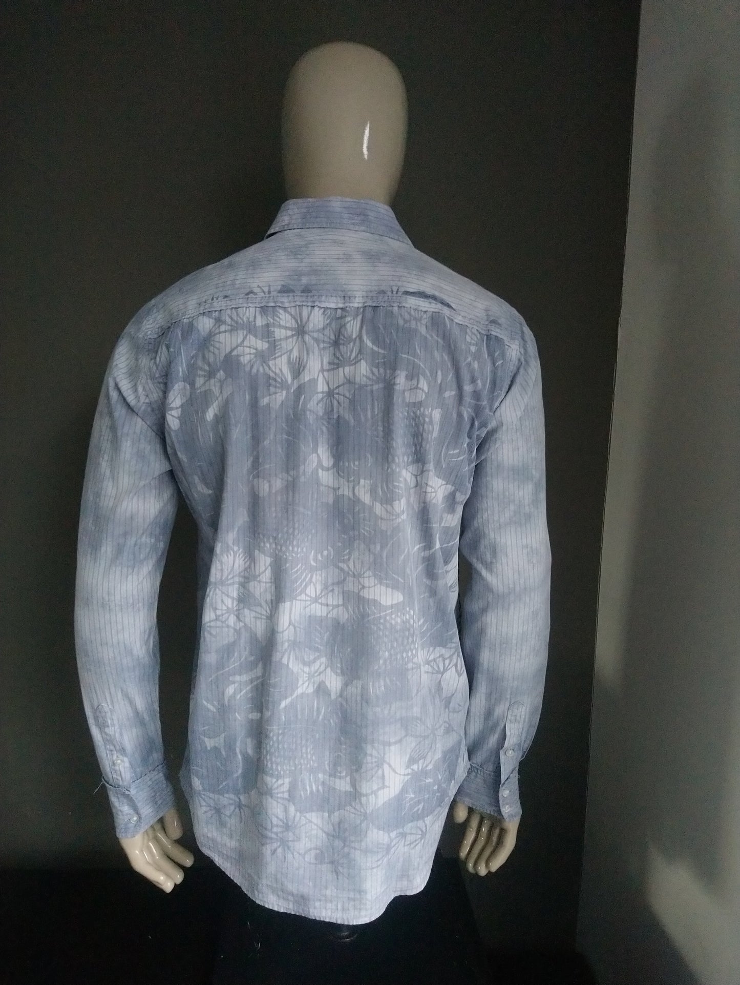 Custo Barcelona shirt. Blue gray with applications. L