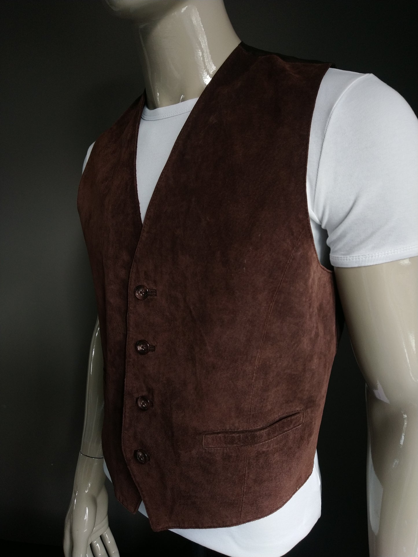 Pork leather waistcoat. Brown colored. Size M. #308.