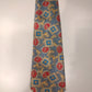 Mosart Milano vintage stropdas. Grijs met mooi geel, blauw, rood motief.