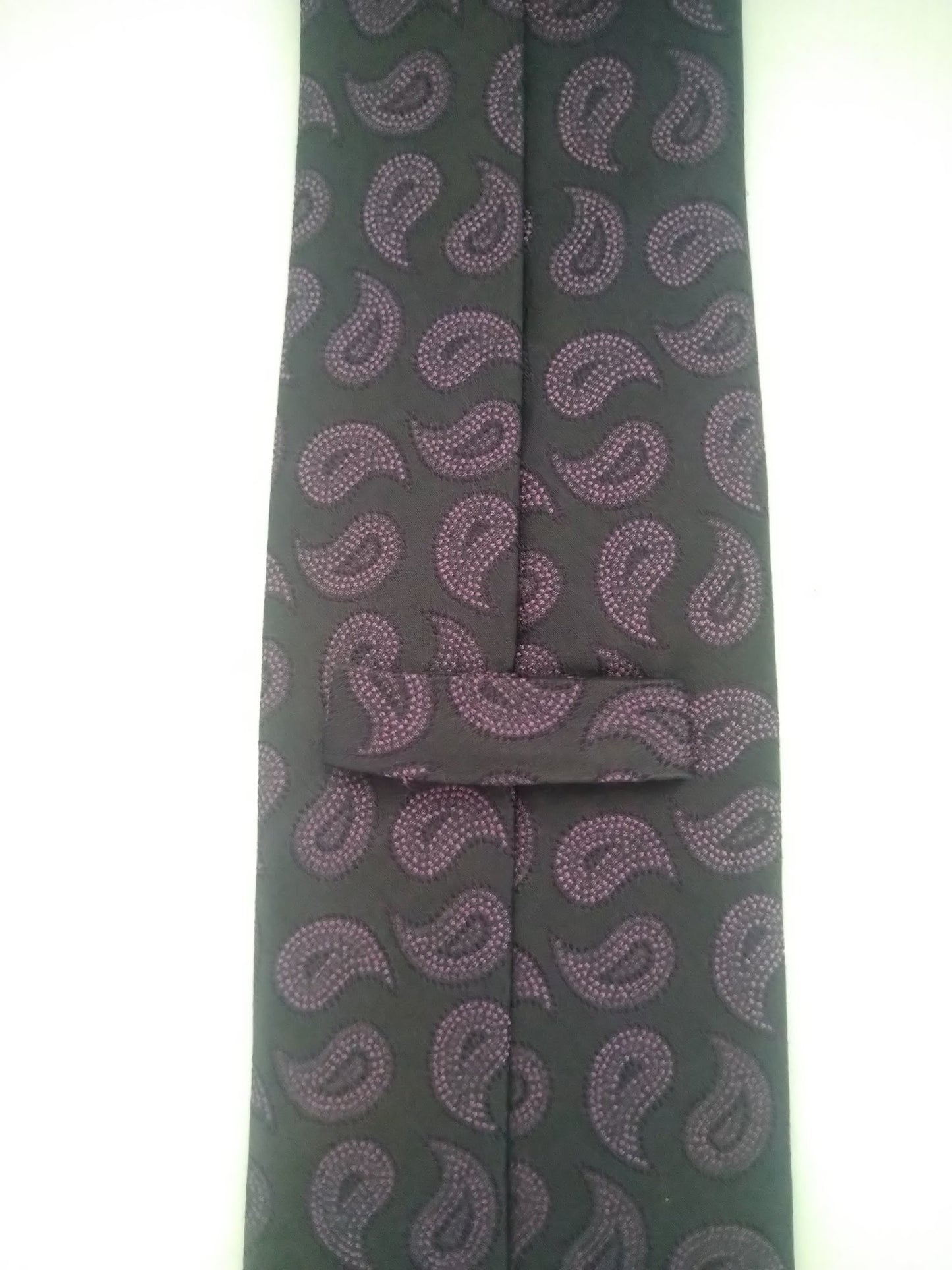Cravatta vintage Motivo nero viola. Seta