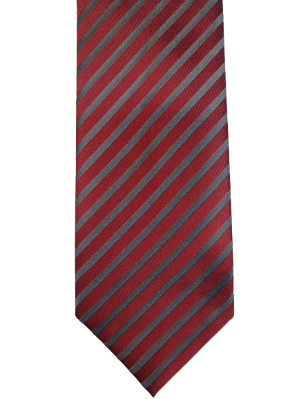 Olymp zijde stropdas. Roze / grijs gestreept.
