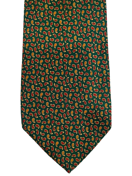 Vintage Altea Milano Silk Tie. Vert avec motif à billes.