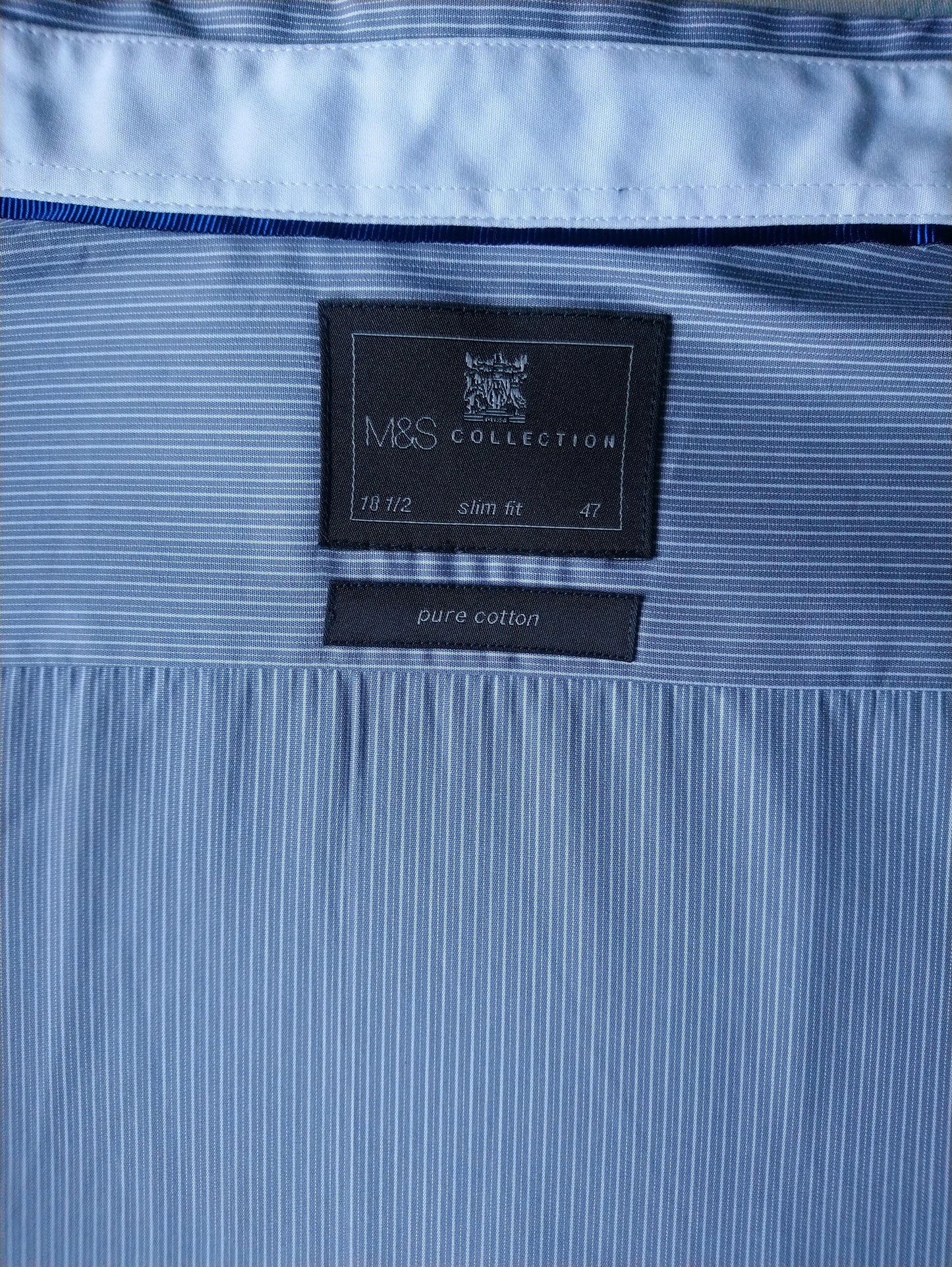 Marks & Spencer overhemd. Grijs Wit. Maat XXL. Slim Fit