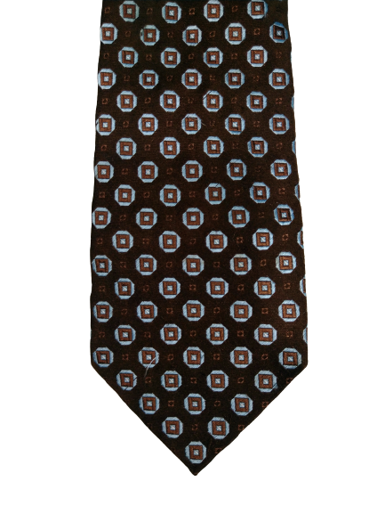 Cravatta di seta olimpica. Marrone con motivo bianco.
