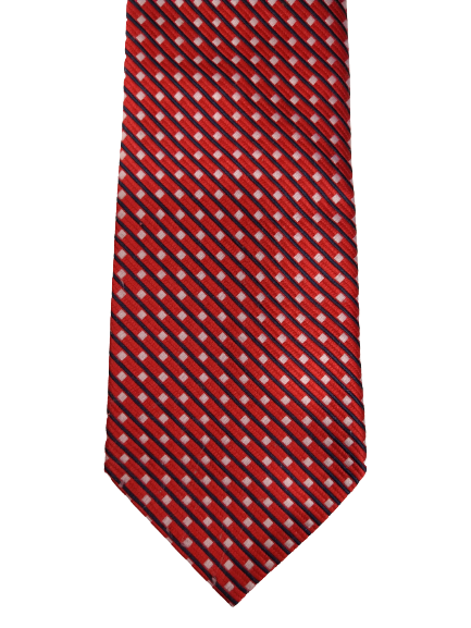 Vintage silk tie. Red with white balls motif.