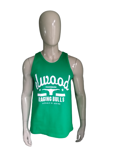 Elwood Singlet / Shirt / Shirt. Green colored white. Size L.