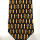 Vintage Hugo Boss zijde stropdas. Blauw / zwart / geel motief.