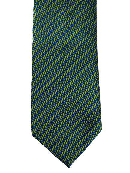 Max Goodman zijde stropdas. Groen met geel motief.