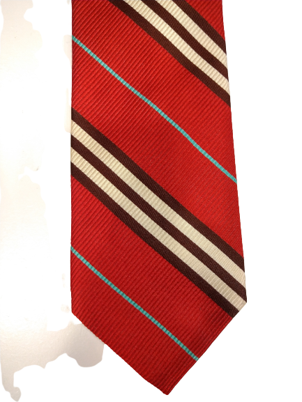 Jay Pee Original Hand en la corbata de seda como. Rojo / marrón / blanco / azul rayado.