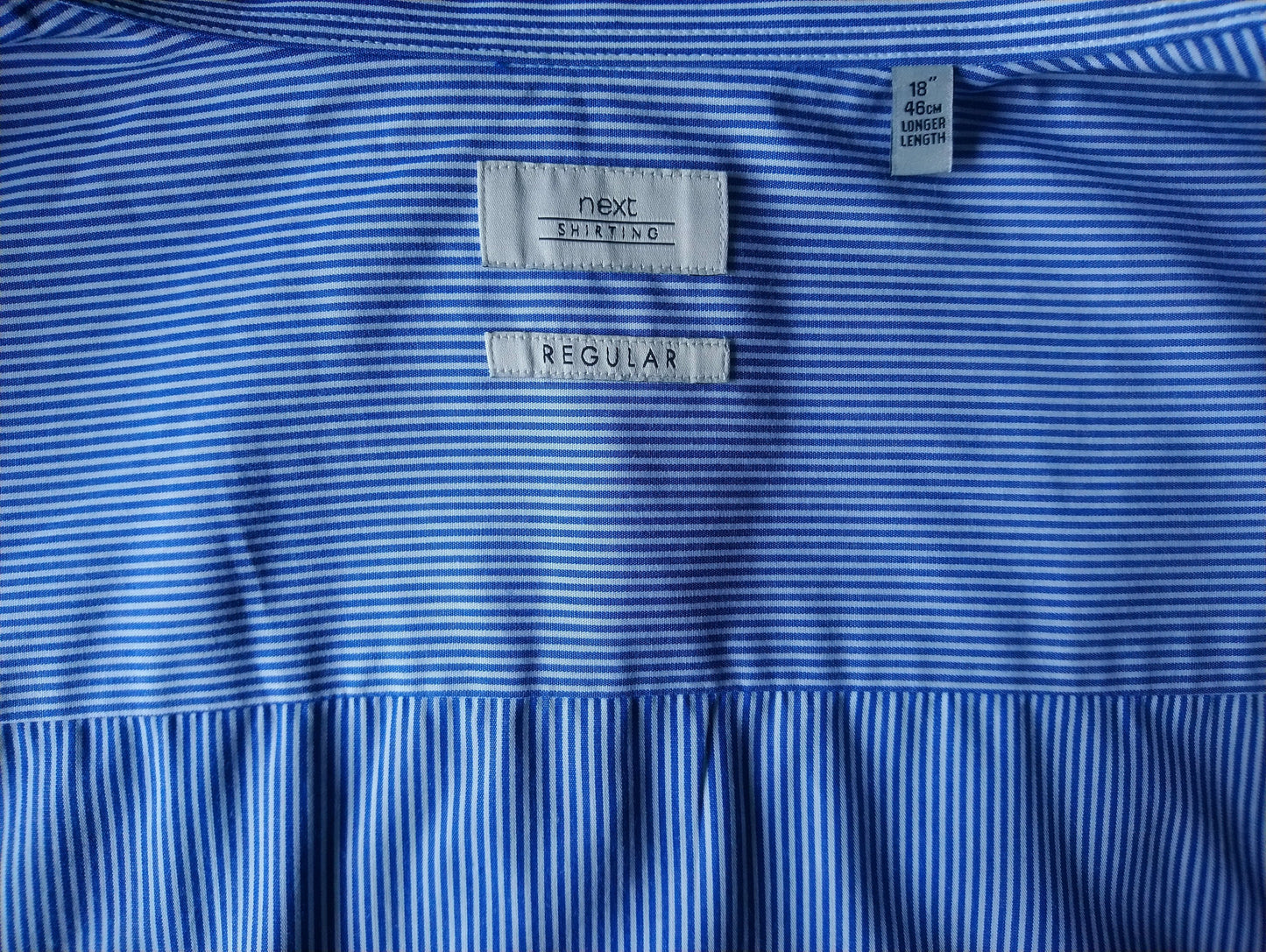 NEXT shirting overhemd. Blauw Wit gestreept. Maat XXL / 2XL
