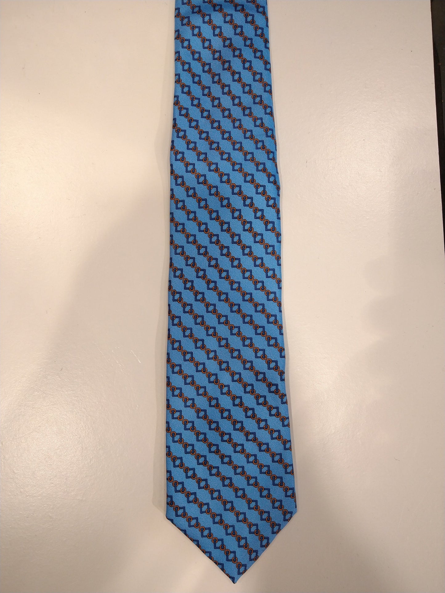 Marchesi di como narrow silk tie. Nice blue / red motif.