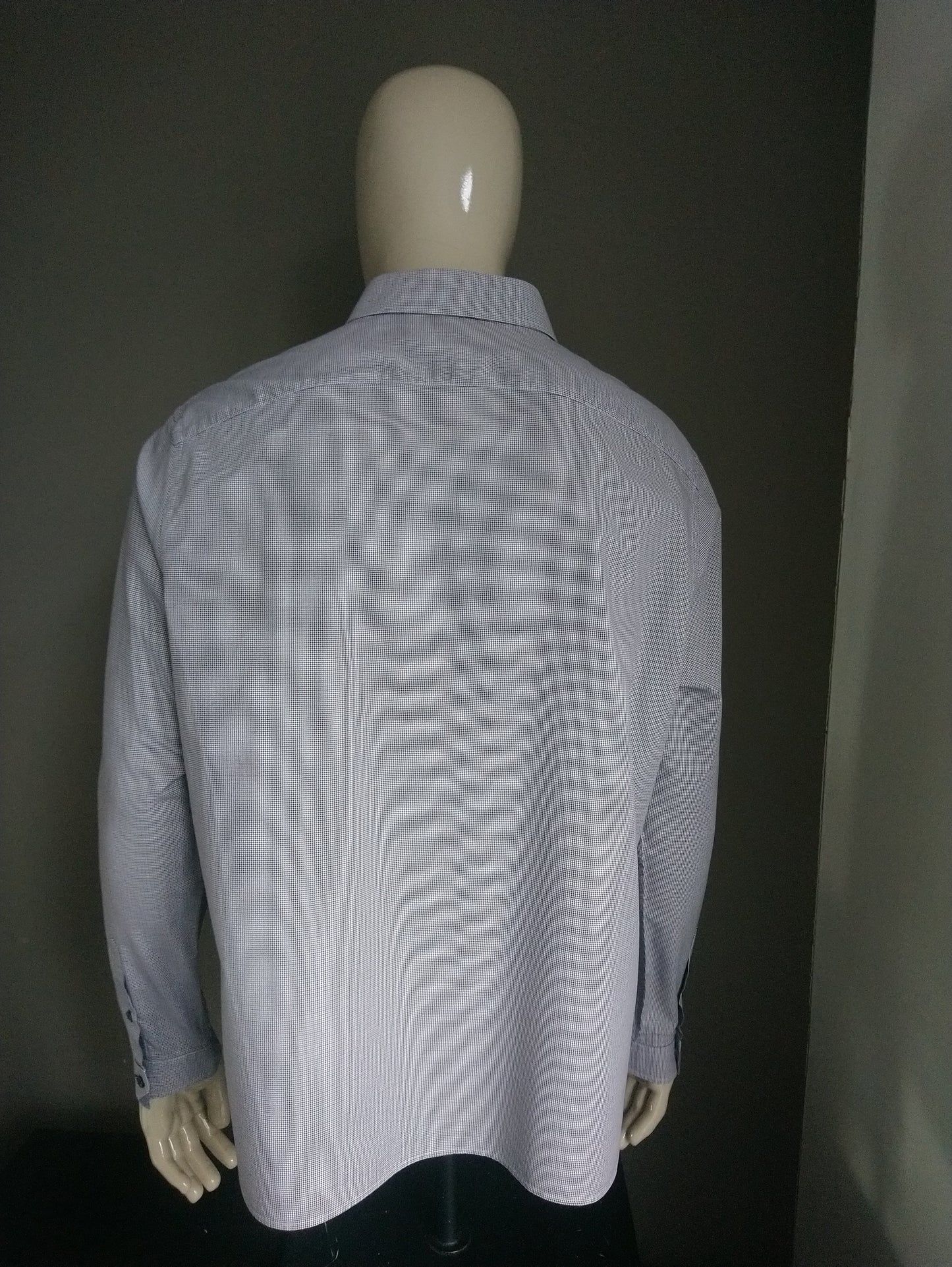 Camicia Jasper Conran. Motivo bianco marrone blu. Taglia XXL.