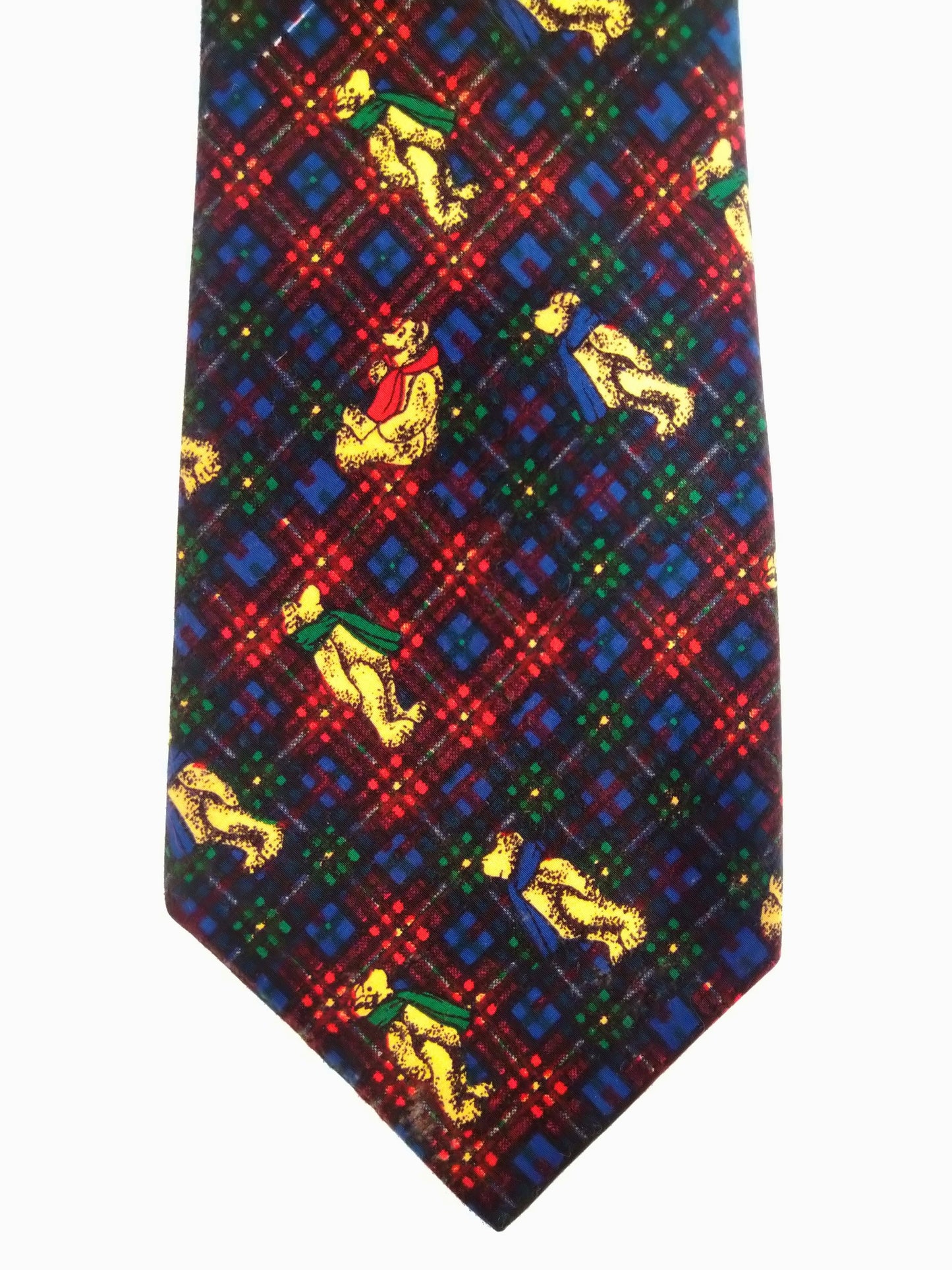 Vintage polyester stropdas. Mooi veelkleurig beren motief.