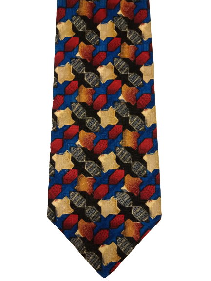 Cravate vintage en polyester Claudy. Beau motif vintage.