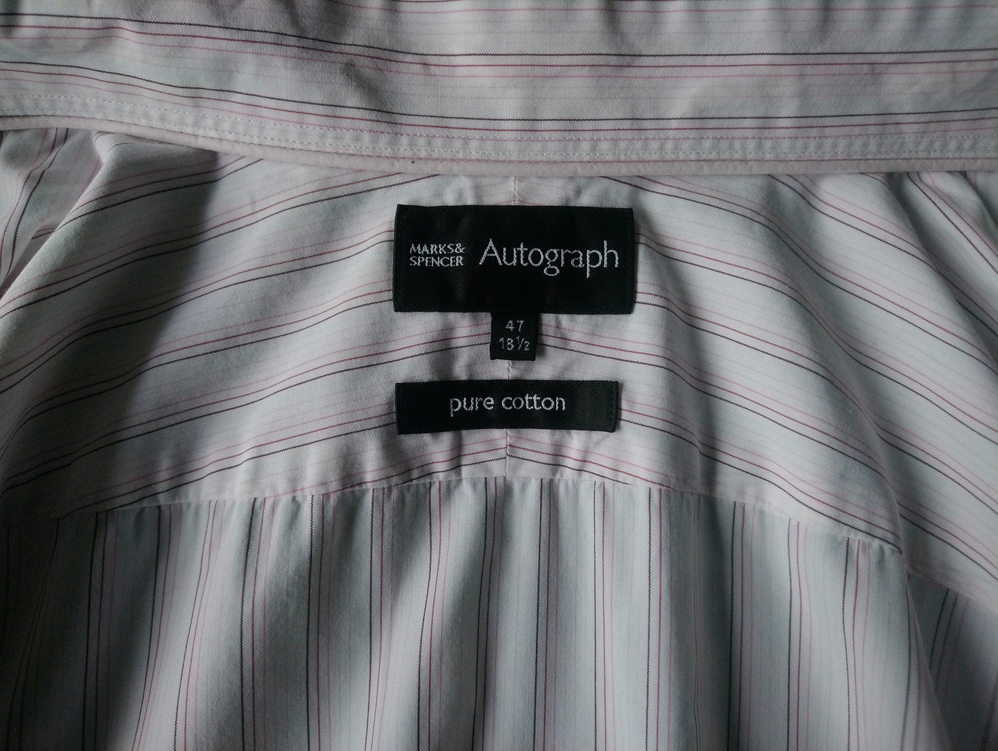 Autograph (Marks & Spencer) overhemd. Roze Wit. Manchetknoop. Maat 47 / XXL - EcoGents