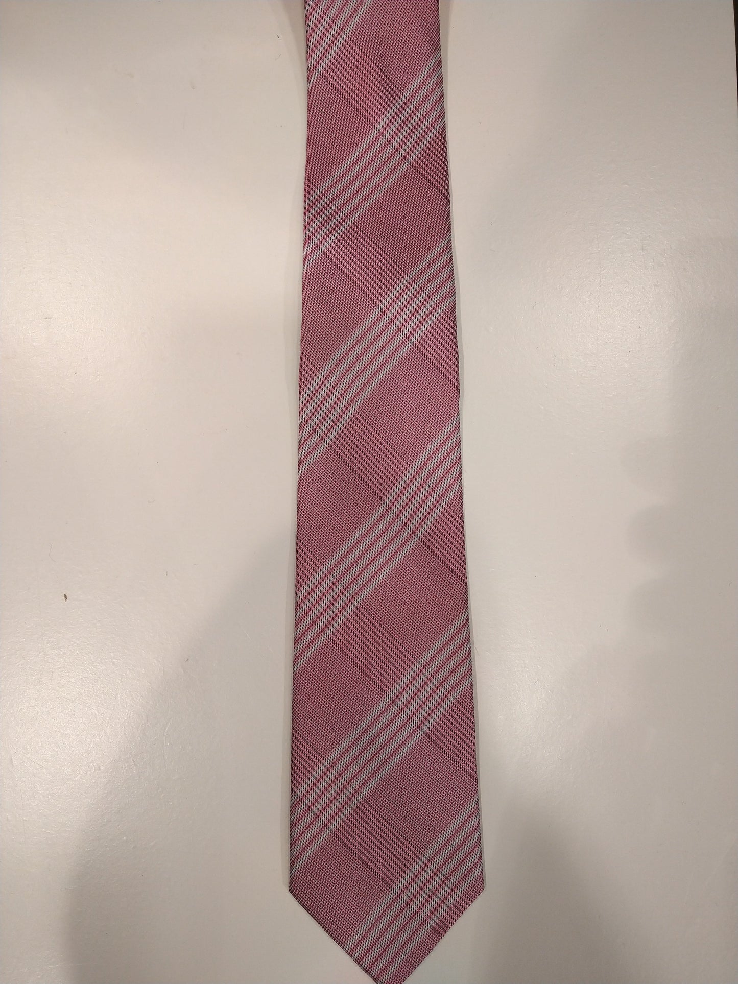 Cravatta di seta sartoriale e figlio. Motivo rosa.