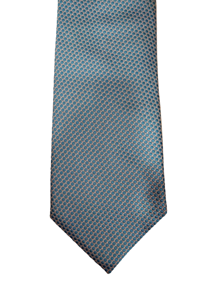Profuomo zijde stropdas. Blauw wit bolletjes motief.