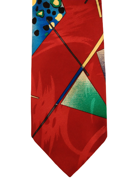 Aldo Colitti vintage en polyester. Motif rouge bleu vert.