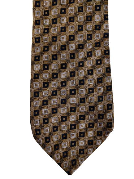 Cravate en soie de Bellafonte. Motif brun vert