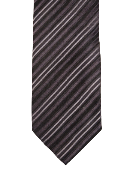 Zijde stropdas. Zwart wit gestreept motief