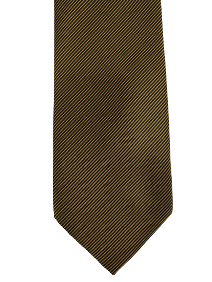 Corbata de seda. Motivo negro oro amarillo.