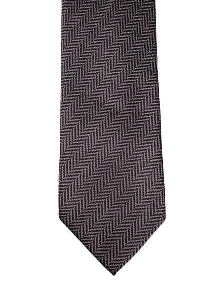 Zijde stropdas. Zilver zwart motief.