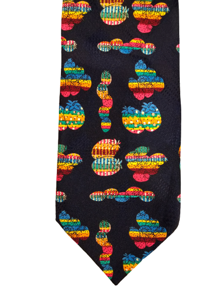 La corbata de poliéster vintage. Motivo de colores brillantes.