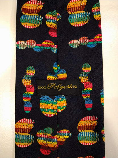 Vintage polyester stropdas. Vrolijk gekleurd motief.
