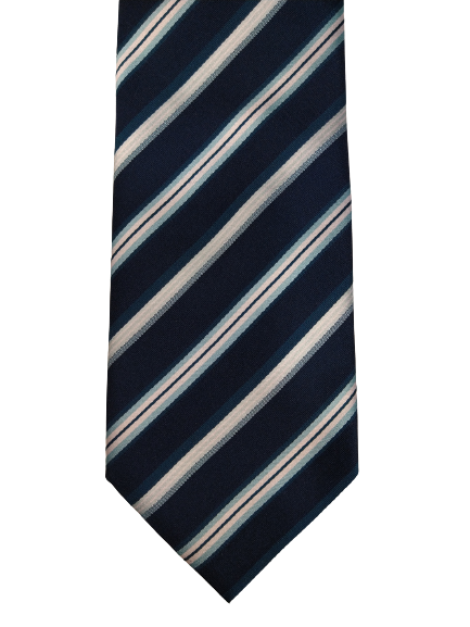 Jean Chatel Paris zijde stropdas. Blauw wit gestreept.