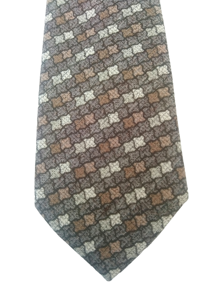 Vintage tie. Brown beige motif. Polyester.