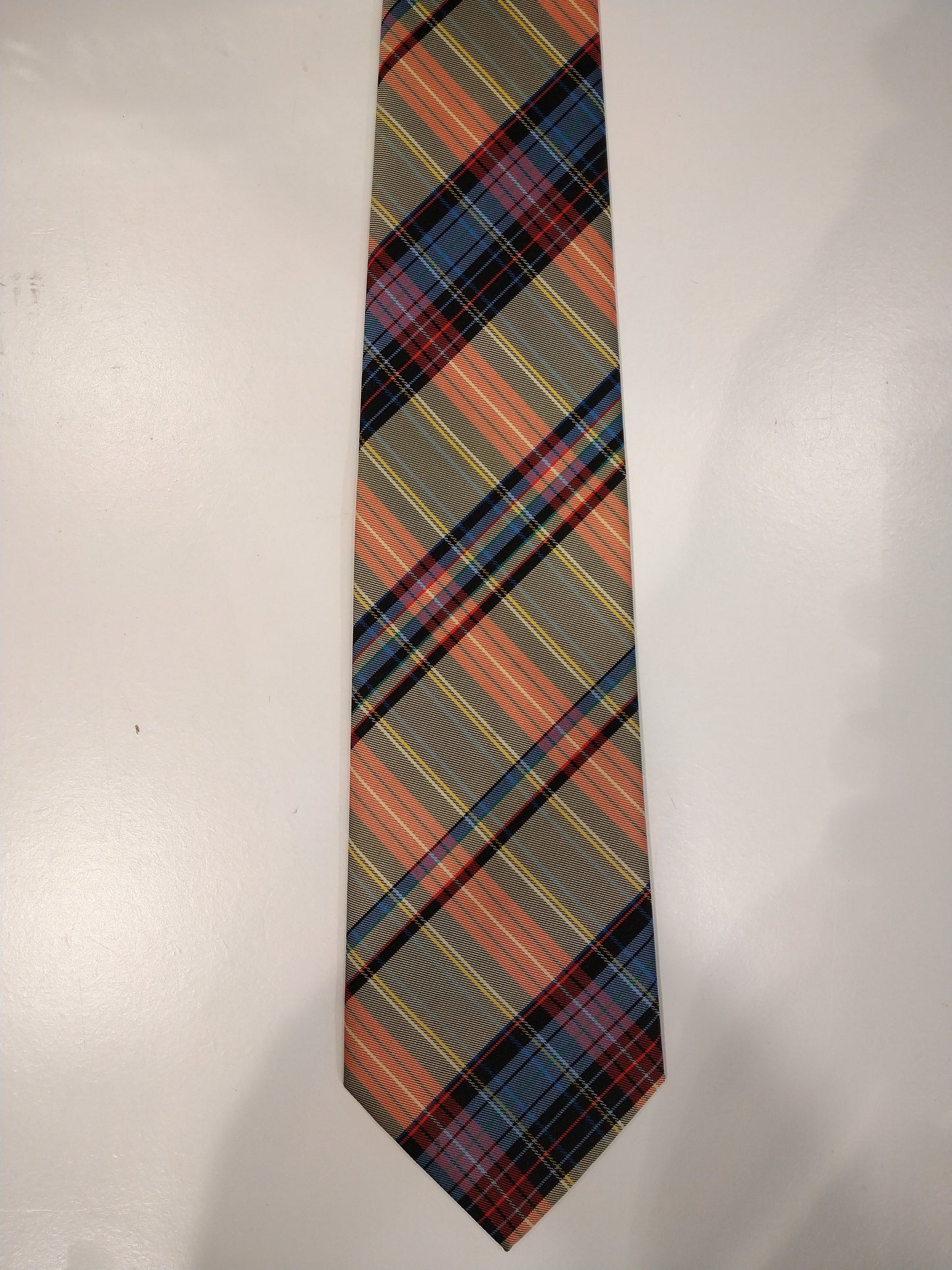 Colorful Michaelis checkered polyester tie.