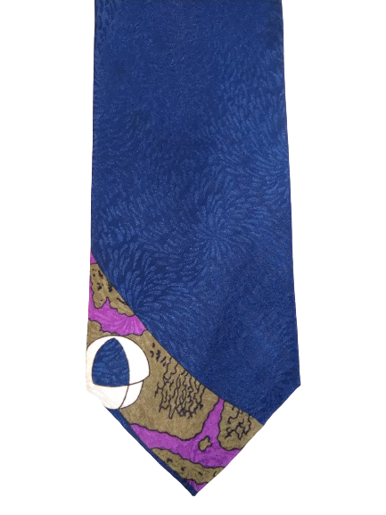 Surrey polyester tie. Separate blue purple motif.