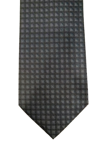 Silk tie. Gray ribbed motif.