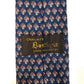 Cravate Boutique polyester stropdas. Blauw wit bruin motief.