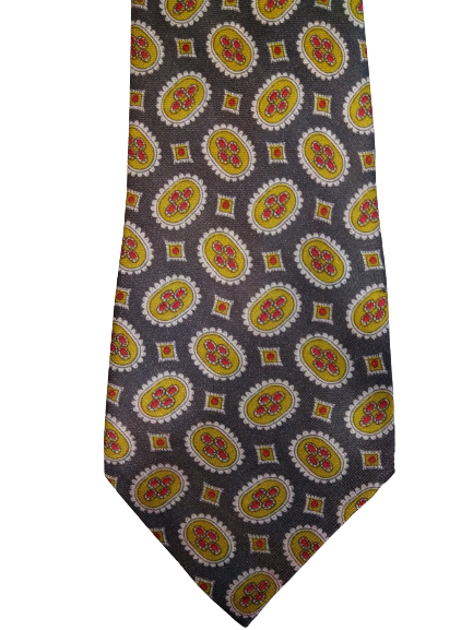 Cravatta in poliestere di linthing. Motivo giallo grigio.