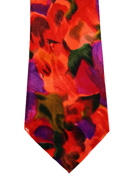 Peachick hand made polyester stropdas. Mooi bloemen motief met aparte metallic glans.