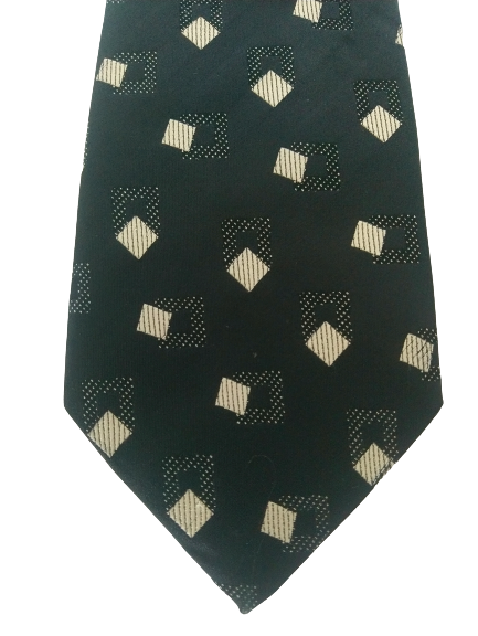 Cravate de polluie Vintage Castore E. Beige noir. Soie.