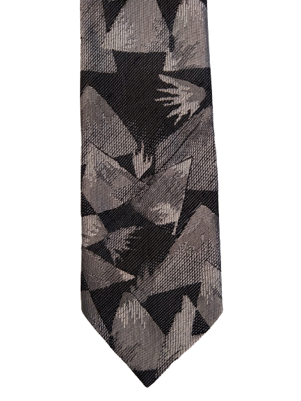 Cravate extra étroite vintage Skat. Motif gris noir.