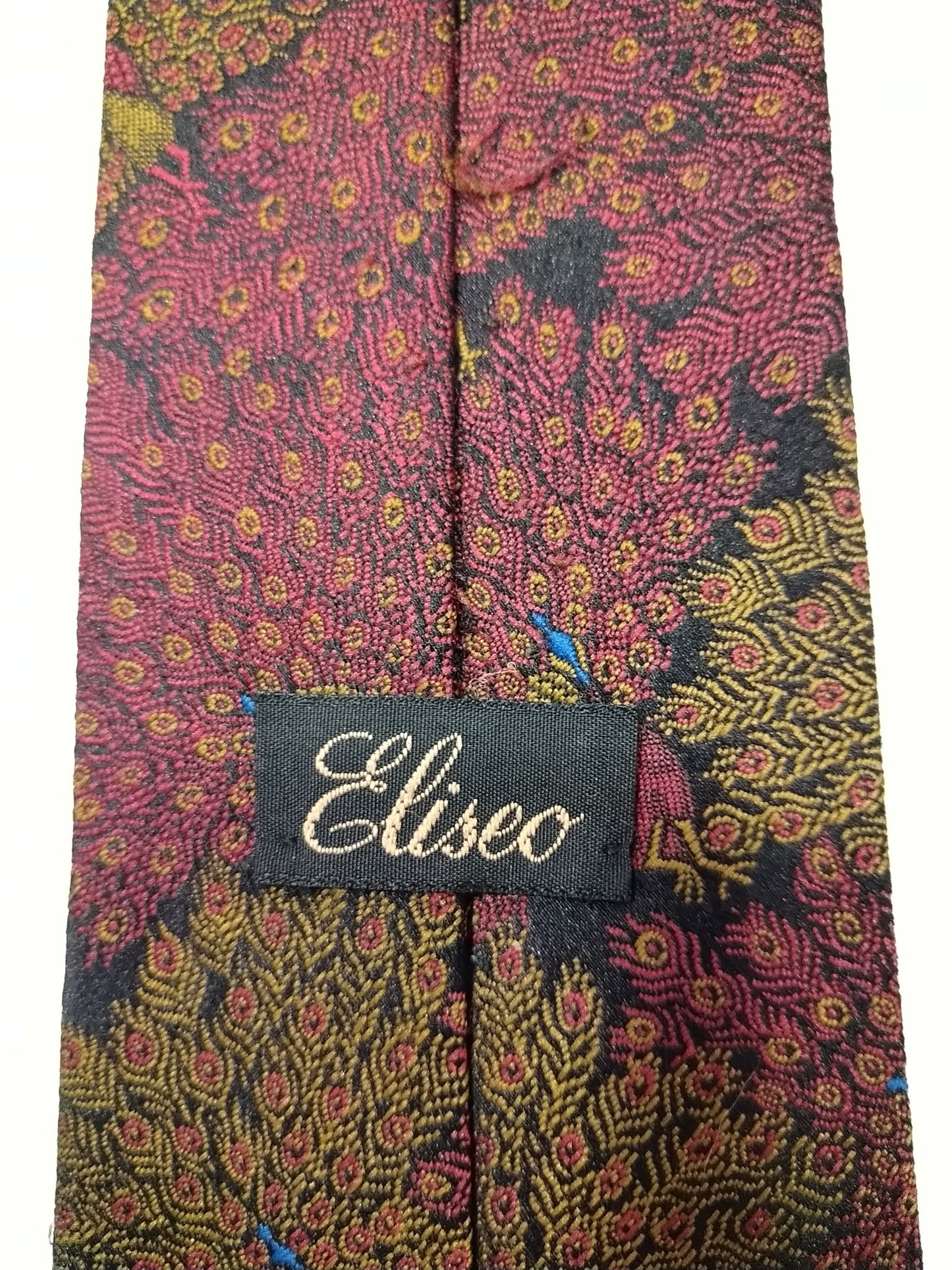 Eliseo Vintage Krawatte. Rot gelbes Motiv.